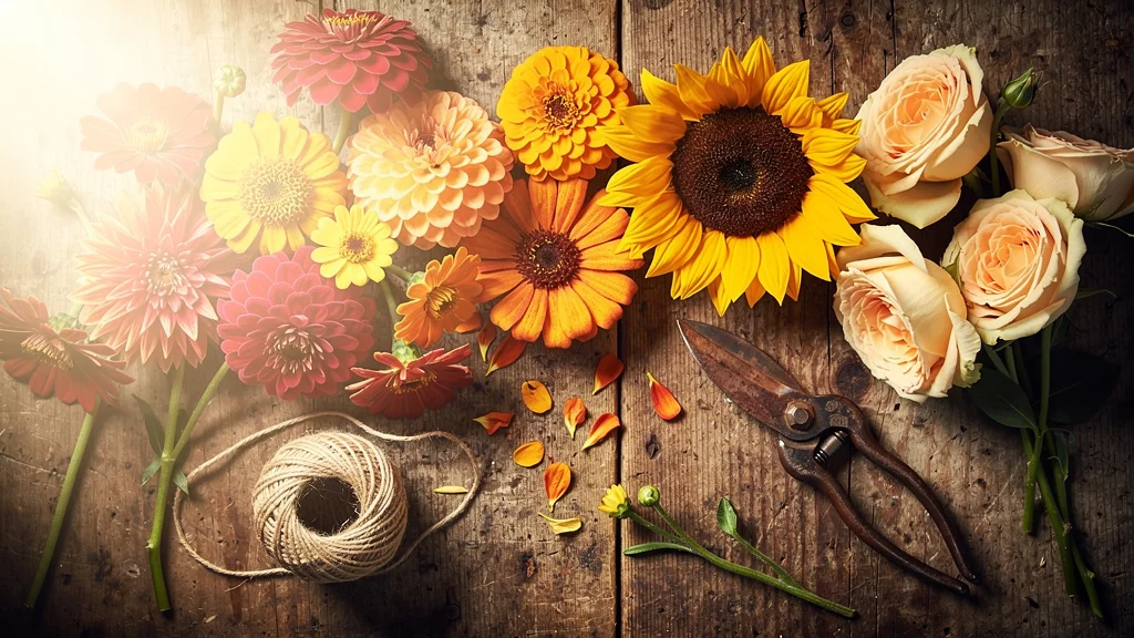 NYS Grown and Certified badge with fresh-cut flowers from the farm