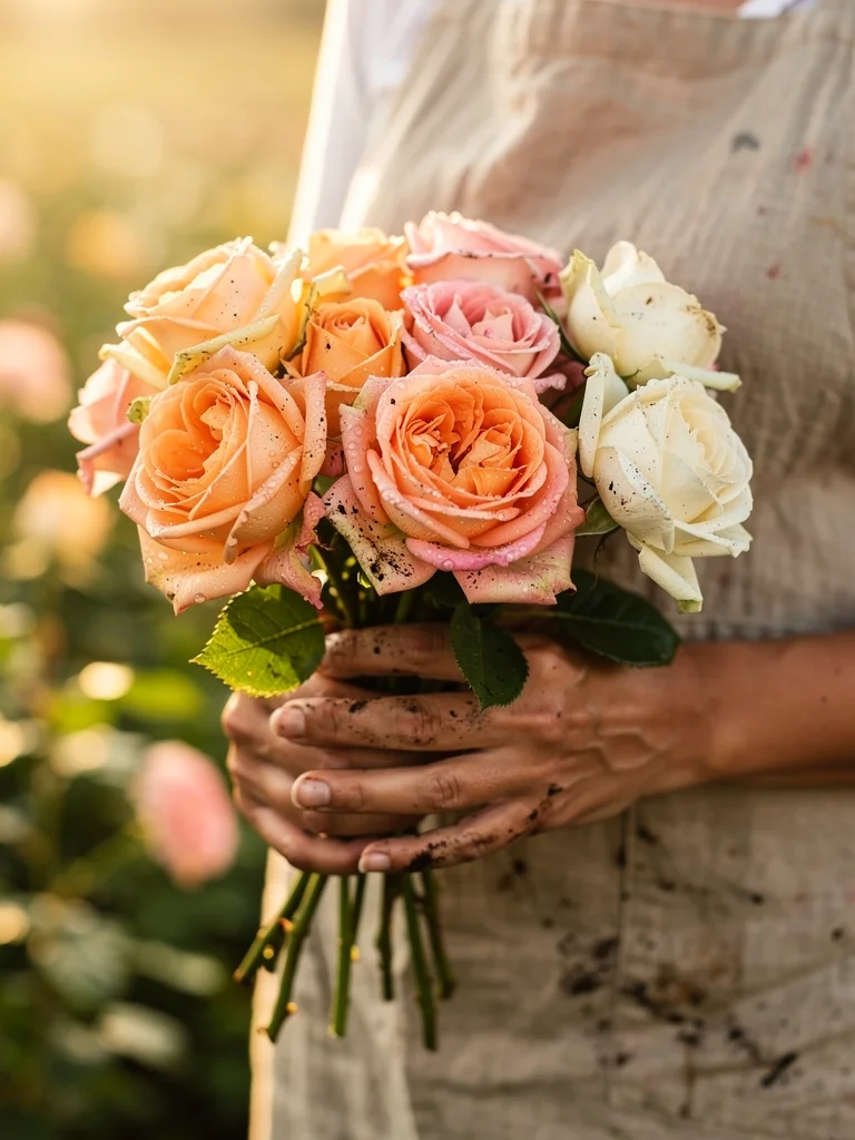 Farmer tending to flower beds at Lalaland Flower Farm