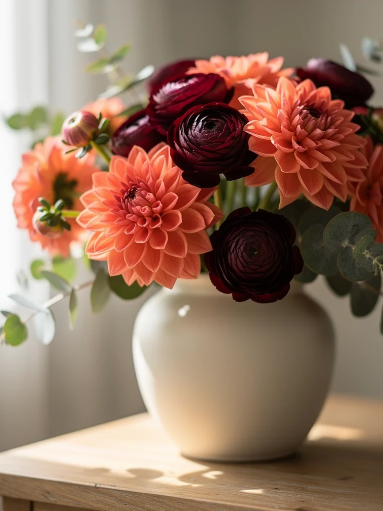 Seasonal flower arrangement close-up