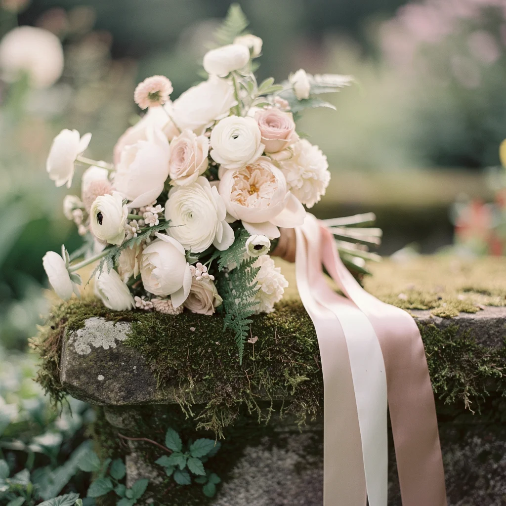 Elegant bridal bouquet with seasonal blooms