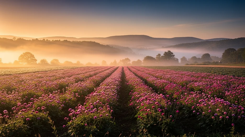 Sunrise over the flower fields at Lalaland