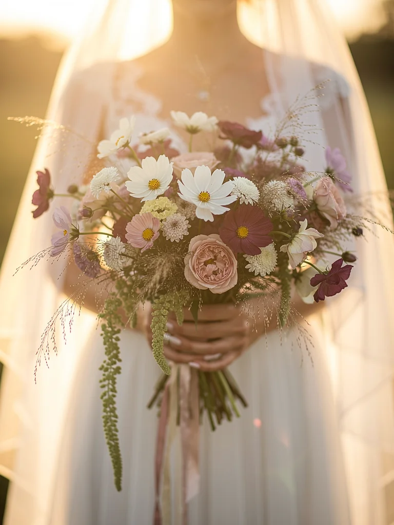 Bridal bouquet with seasonal wildflowers
